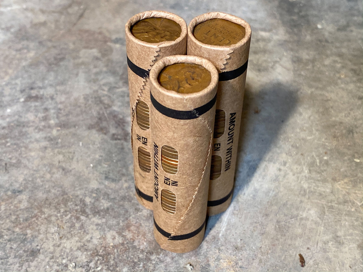 WHEAT PENNY ROLL old unsearched window wrapped us coin cents estate money hoard sale lot vintage pennies rolls cent coins