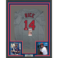 Framed Autographed/Signed Jim Rice 35x39 Boston Grey Baseball Jersey JSA COA